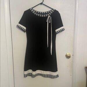 SHEIN Black and White Houndstooth Mini Dress